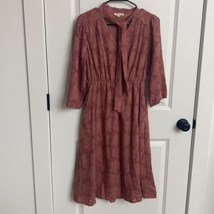 Beautiful floral detail dark rose dress